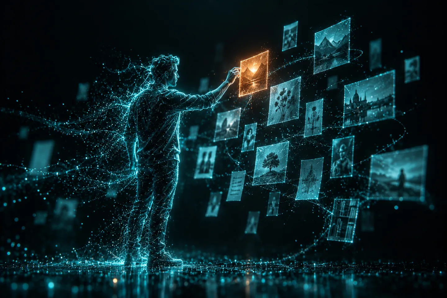 Content questionnaire, particle illustration