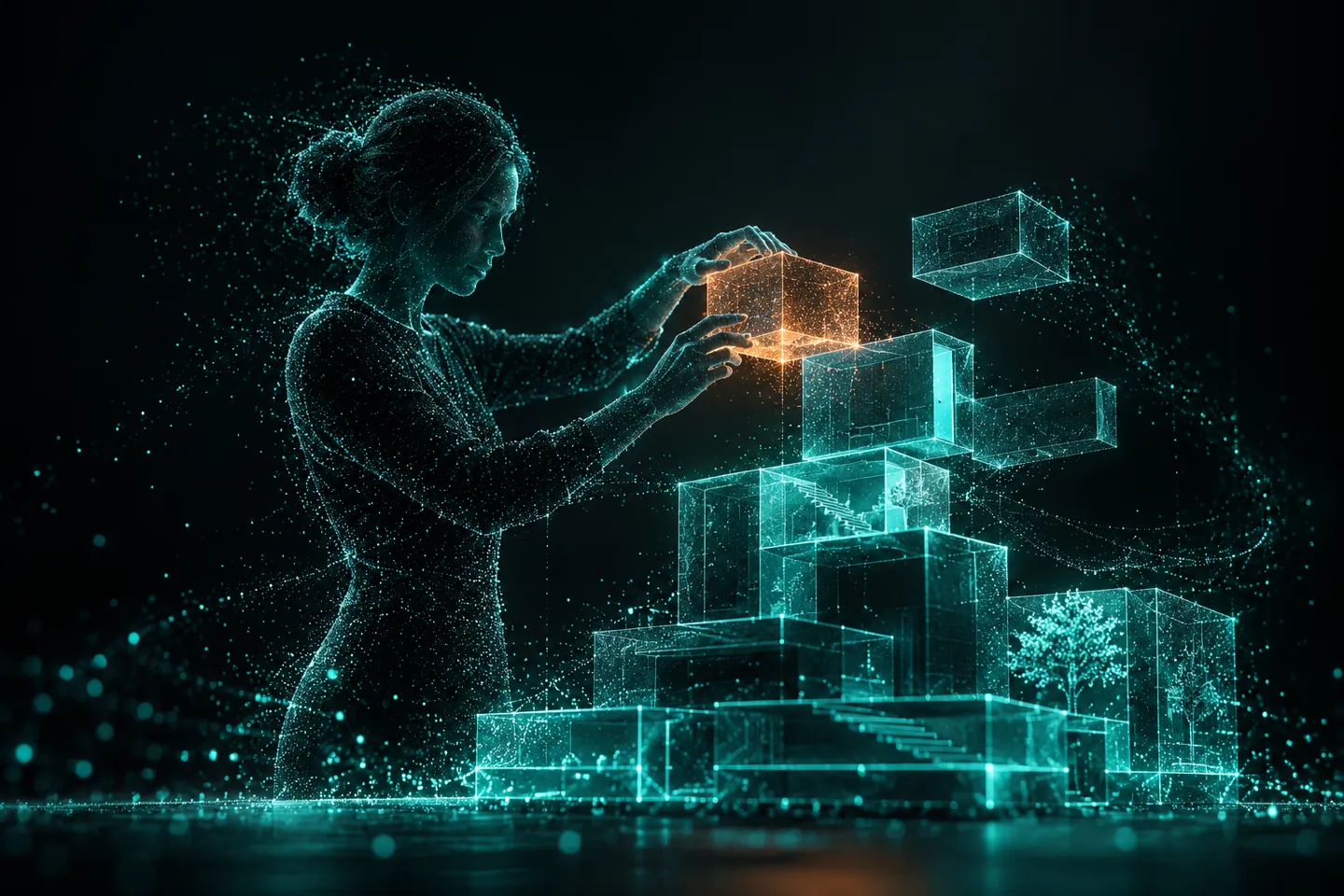 Build, particle illustration