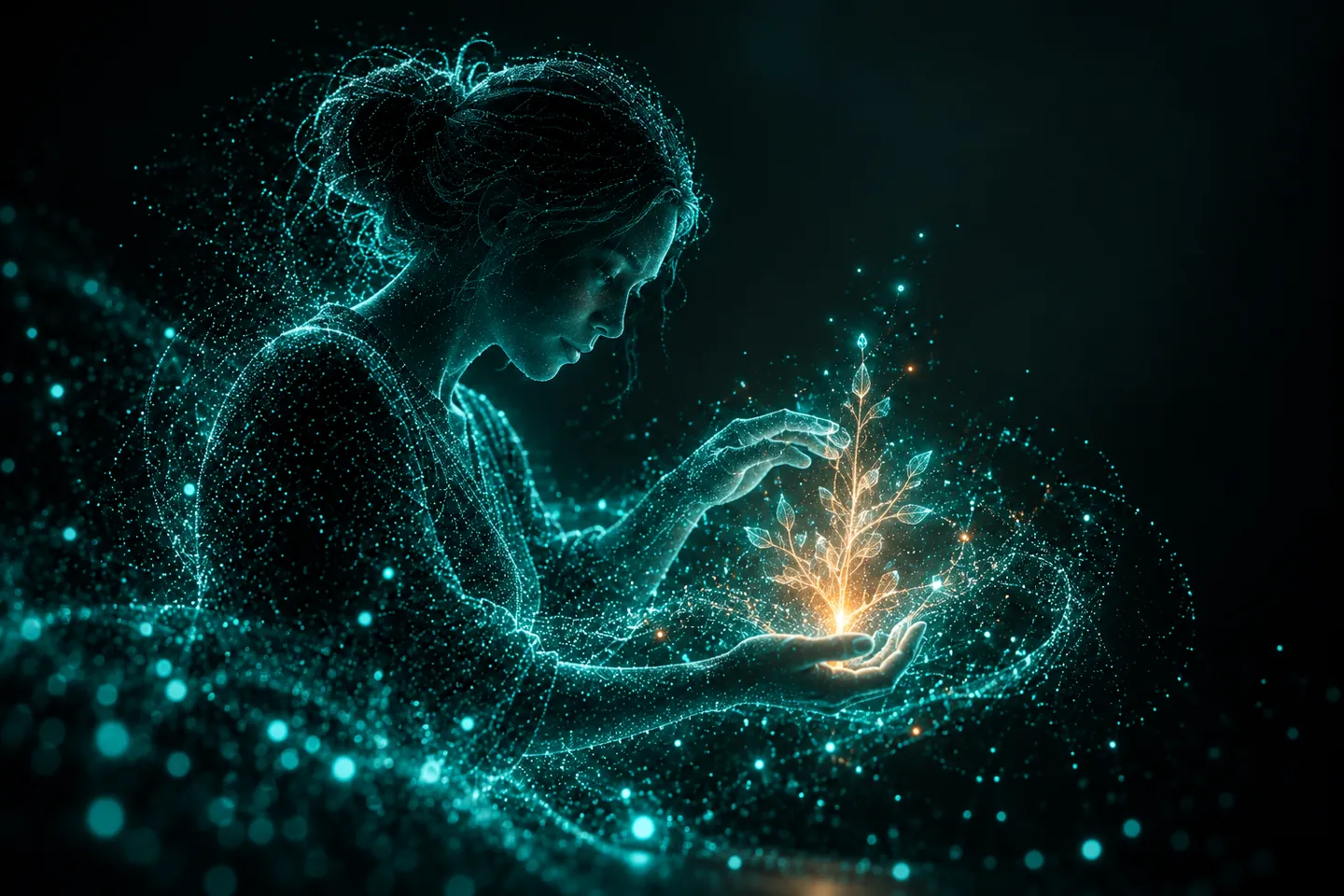 Care plan, particle illustration