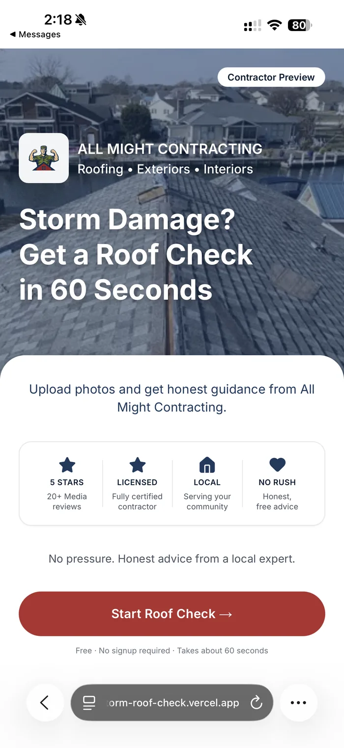 Storm Roof Check, get a roof check in 60 seconds